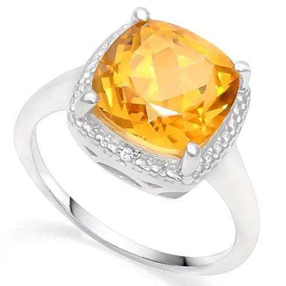 925 STERLING SILVER 4.01 CT DARK CITRINE & DIAMOND COCKTAIL RING