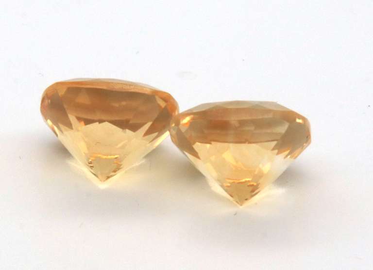 Glitzy Pair of Cushion Cut Citrine Gemstones, 13.24cts