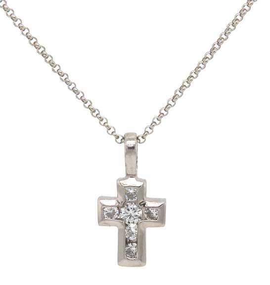 Dazzling Platinum Cross Pendant on Chain