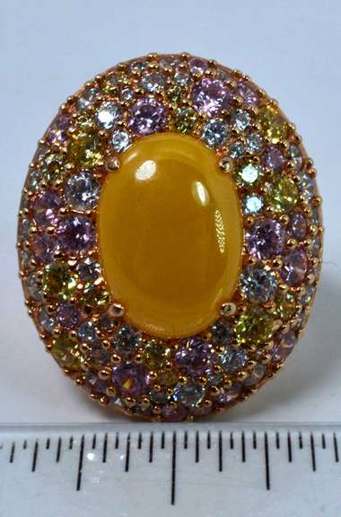 Gold Plated Sterling Silver CZ Cocktail Ring.