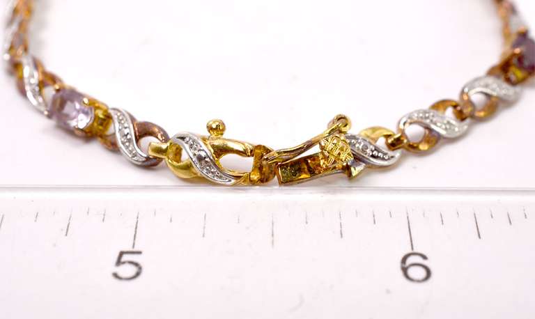 Gold Plated Sterling Silver Multicolored Gemstone Infinity Bracelet.