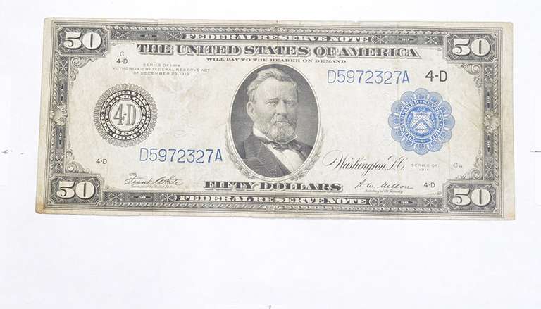 1914 $50.00 Cleveland, OH. Federal Reserve Large Note