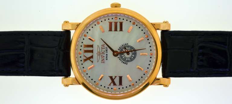 Invicta Rose Gold Case Watch w Leather Strap