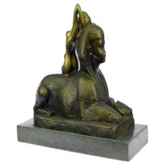 Egyptian Pyramid Famous Sphinx Creature Bronze Sculpture Mythological Art Statue