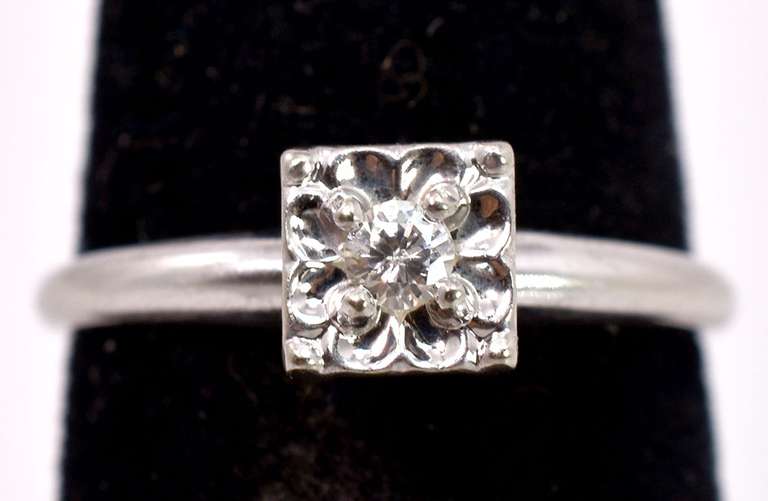 Sparkling Ladies Diamond Engangement Ring in 14K White Gold