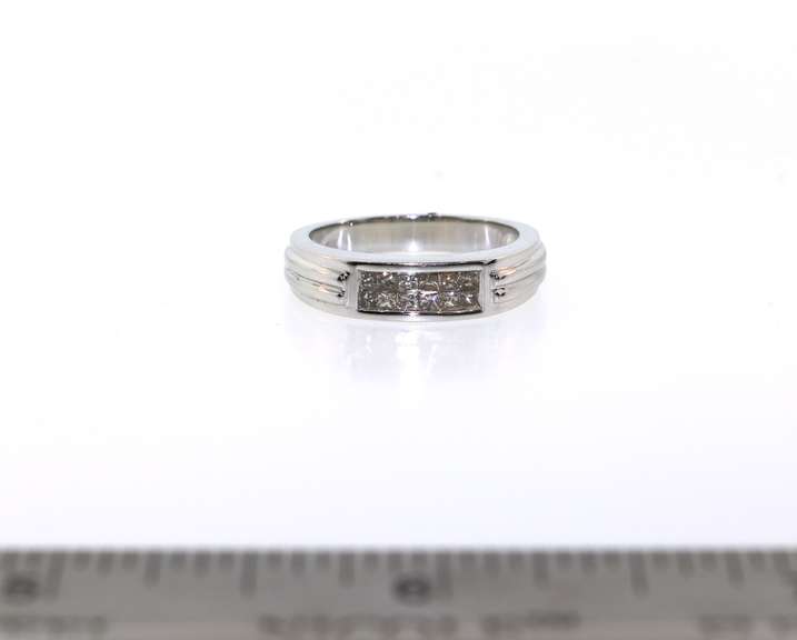 Contemporary 14kt White Gold Ring with Channel set Diamonds
