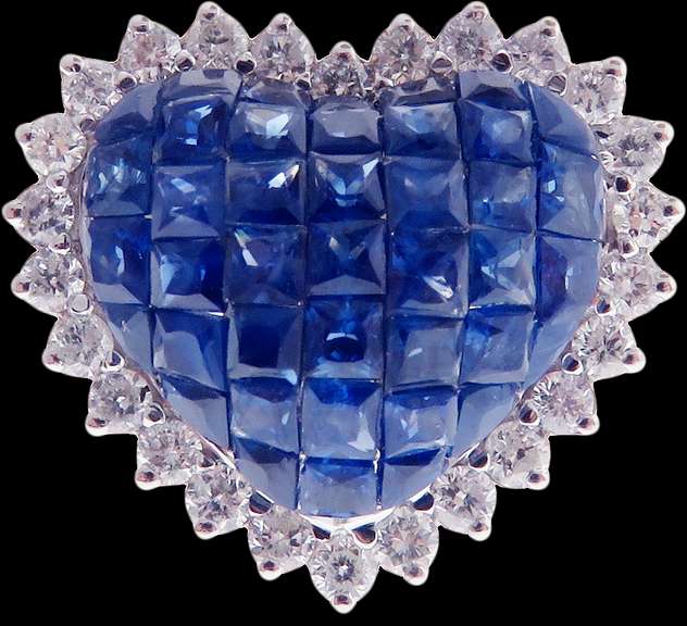 Sapphire & Diamond Heart Shaped Earrings