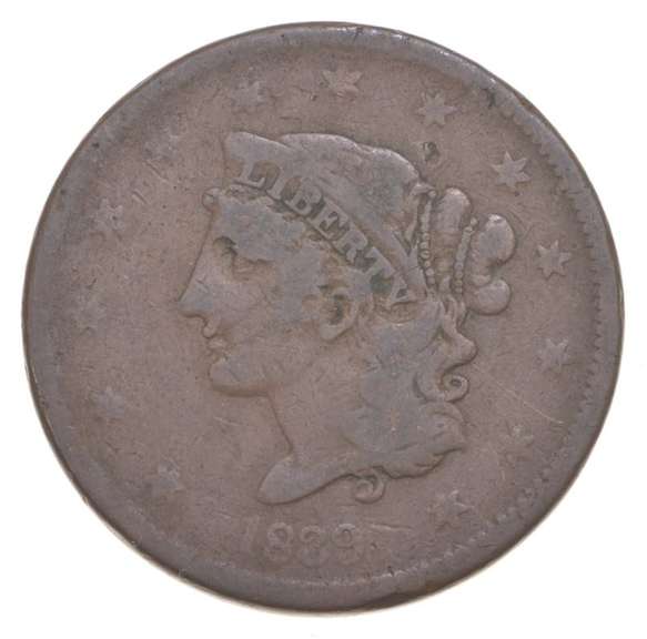 1839 Young Head Large Cent - Booby