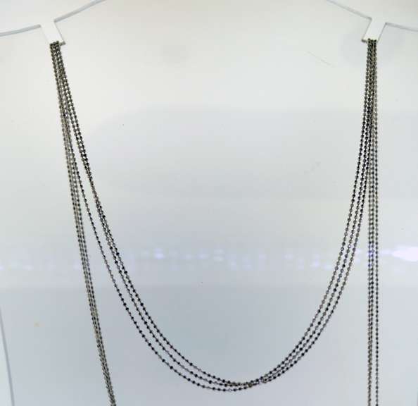 Italian 14KT White Gold Three strands Ball Chain
