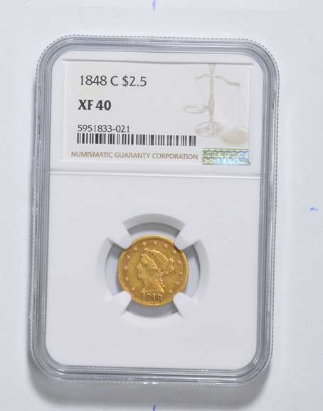 XF40 1848-C $2.50 Liberty Head Gold Quarter Eagle - Graded NGC