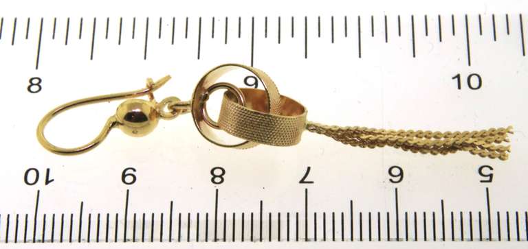 Handsome 18kt Double Loop Tassle Earrings