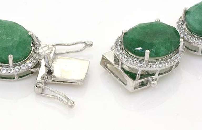 Majestic 176.54CTW Emerald & Sapphire Necklace in Sterling Silver