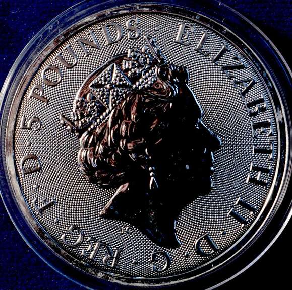 2019 Australia 5 Pounds Queens Beast Falcon Of The Plantagents 2oz Silver Coin.
