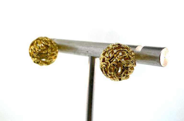 Nice 14kt Yellow Gold Ball Earring Studs