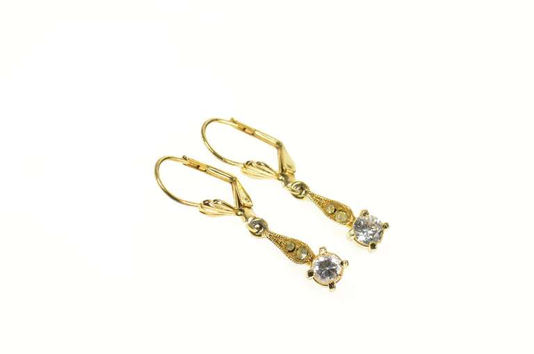 Base Metal Round Cubic Zirconia Dangle Drop Statement Earrings