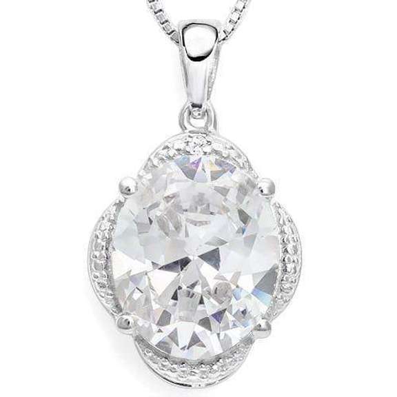 5.16 CT WHITE TOPAZ & DIAMOND 18K GOLD PLATED PENDANT