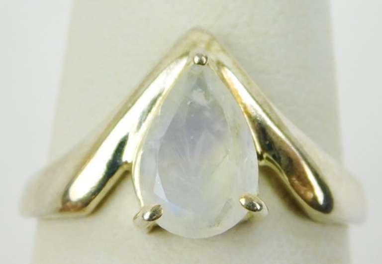 Sterling Silver Moonstone Ring, Size 8.75