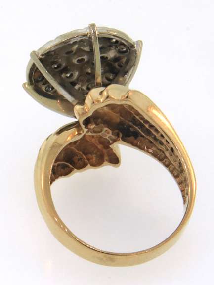 Large diamond cluster ring in 10kt yellow gold