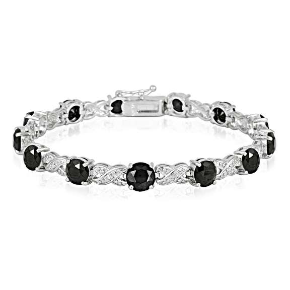 13ct Silver Tone Black Spinel and Diamond Accent X Bracelet