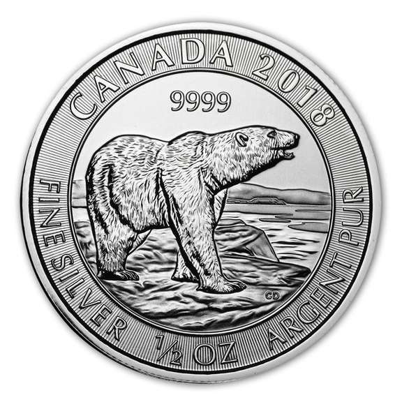 2018 Canada 1/2oz Polar Bear Argent Pur