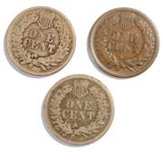 1860 1862 CN  & 1864 Bronze Indian Cents
