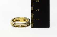18K Yellow Gold Ornate Two Tone Interlocked Diamond Band Ring