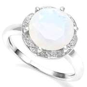 925 STERLING SILVER RD 10MM CREATED FIRE OPAL & DIAMOND WOMEN RING