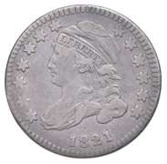1821 Liberty Cap Dime - JR-8 - Small Date