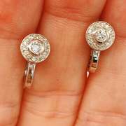 14kt Solid White Gold Diamond Earrings