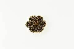 10K Yellow Gold Garnet Flower Elaborate Slide Bracelet Charm/Pendant