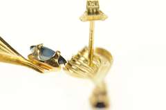 14K Yellow Gold Marquise Sapphire Fanned Wing Drop Earrings