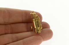 14K Yellow Gold 3D Articulated Golf Club Golfer Bag Charm/Pendant