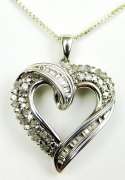 High Quality Sterling & Diamonds Heart Necklace