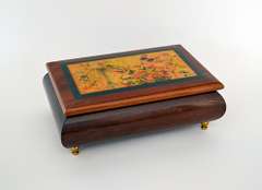 Vintage Italian Lacquered Hand Crafted Jewelry Trinket Box With Floral Design