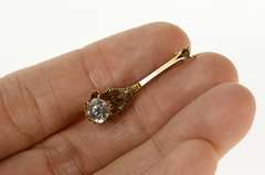 Gold Filled Cushion Old Mine Cut CZ 1930's Floral Bar Pin/Brooch