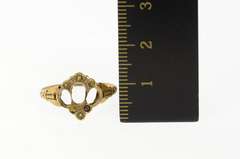 14K Yellow Gold Victorian Three Stone Oval Engagement Setting Ring