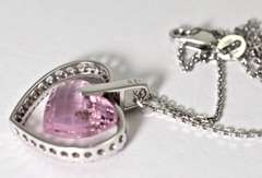 Stunning Pink Topaz and Diamond Heart 14K Pendant