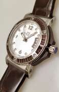 Italian elegant women’s watch Officina Del Tempo with brown crystal baguettes and crystal hour markers