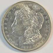 Lovely near Mint 1885-S Morgan Silver Dollar. Key date
