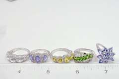Lot of Bright Gemstone Sterling Silver Ring