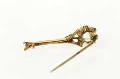 Gold Filled Cushion Old Mine Cut CZ 1930's Floral Bar Pin/Brooch