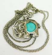 Sterling Silver Turquoise Elephant Pendant & Chain