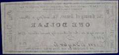 June 11th 1862 Sussex County VA One Dollar, Circulated.