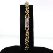 14kt Yellow Gold Cable Chain Bracelet with Showpiece Diamonds