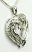 High Quality Sterling & Diamonds Heart Necklace