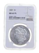 MS62 PL 1887 Morgan Silver Dollar - Graded NGC