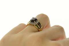 14K Yellow Gold Oval Sapphire Diamond Halo Ruby Emerald Ring