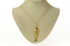 22K Yellow Gold Ornate Articulated Ruby Eyed Fish Statement Pendant