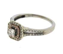 Brilliant Princess Cut in Double Halo w Split Shank Diamond Setting