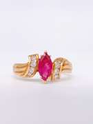 14kt Gold Marquise Ruby & Diamond Ring